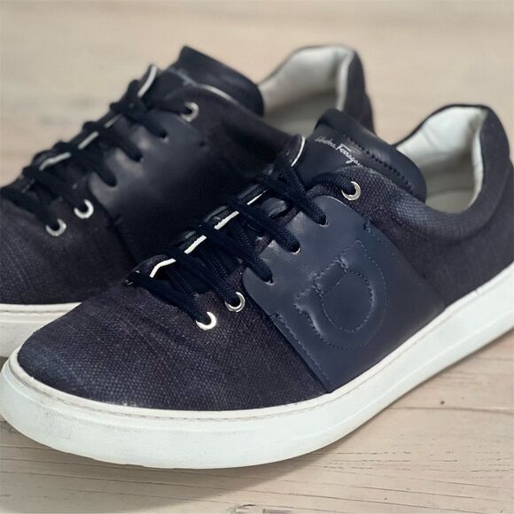 Salvatore Ferragamo Men's Blue Sneakers Size 12M Casual Lace-Up - Picture 4 of 15